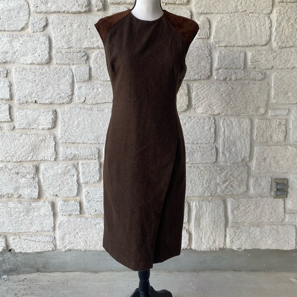 Ralph Lauren Black Label Brown Cashmere Blend Sheath Dress Size 8 - Picture 1 of 8
